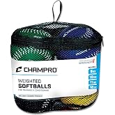 Champro Training Softballs, Set of 4 (Green/Yellow/Black/Blue, 12-Inch)