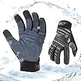 Vgo... Men's Winter Work Gloves,Waterproof,Impact Reducing,Leather Palm,Touchscreen for Construction,Cold Storage,Outdoor