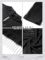 MYMORE Womens Sparkly Rhinestone Fringe Tassel Mesh