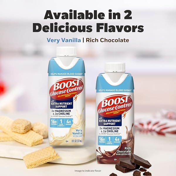 BOOST GLUCOSE CONTROL READY TO DRINK NUTRITIONAL DRINKS WITH EXTRA NUTRIENT SUPPORT DRINK, RICH CHOCOLATE, 8 FL OZ, PACK OF 24