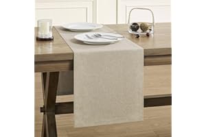 ZeeMart Basic Linen Style Table Runner, 14 x 48 Inch Natural Chambray, Rustic Farmhouse Neutral Beige Table Runners 48 Inches