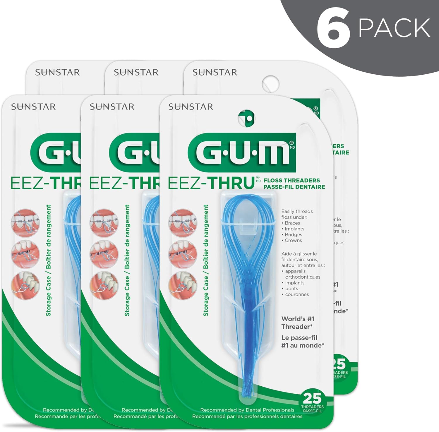 GUM EEZ-Thru Floss Threaders, 25 Count (Pack of 6): Industrial & Scientific