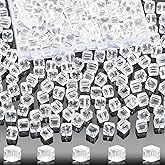 100 Pcs 6mm Cube Crystal Glass Beads for Jewelry Making, Square Crystal Beads with Box, Crystal Spacer Beads for DIY Craft Bracelets Charms (White)
