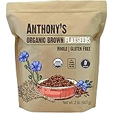 Anthony's Organic Brown Whole Flaxseed, 2 lb, Batch Tested and Gluten Free, Raw, Non GMO, Sproutable, Keto Friendly