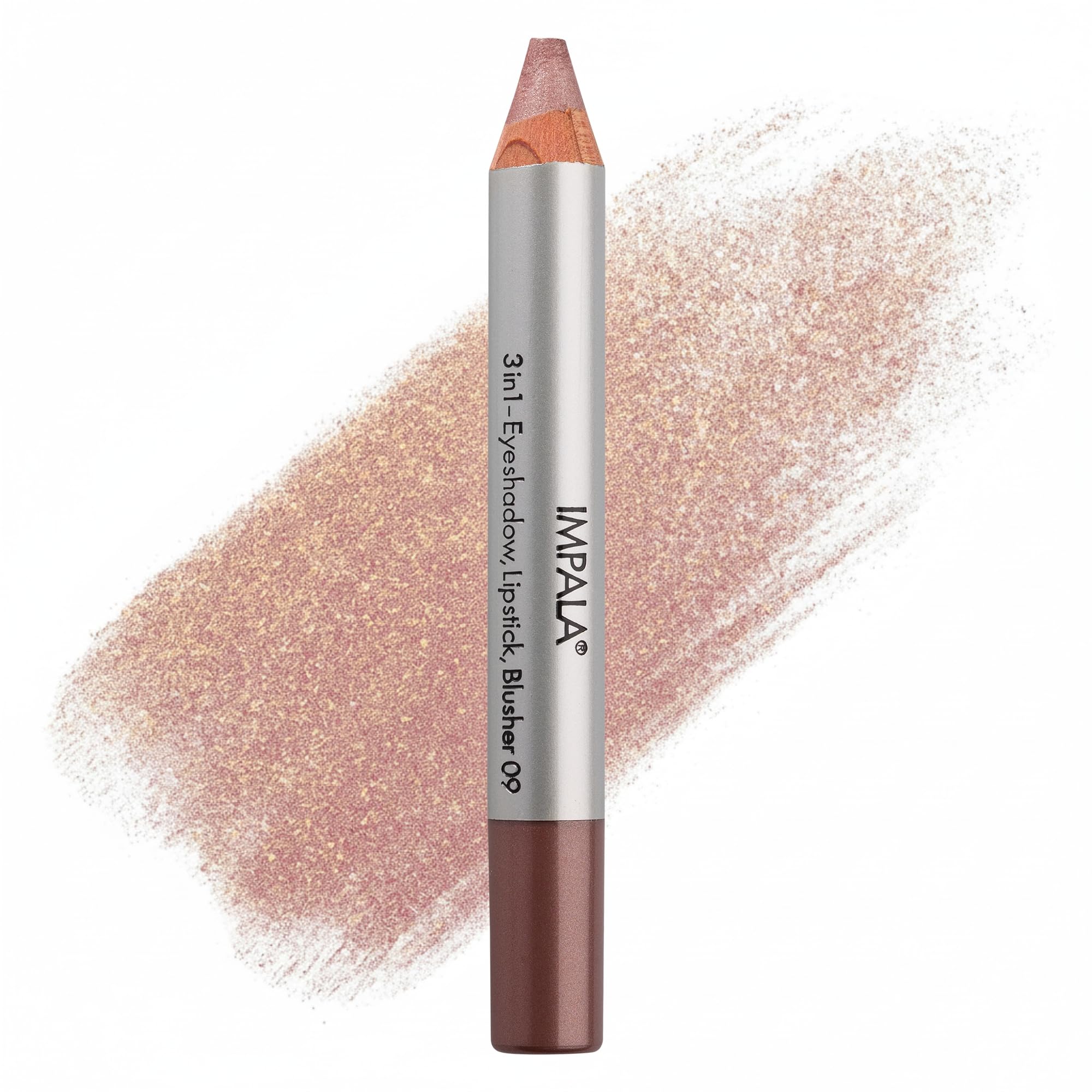 IMPALA | 3-in-1 Jumbo Pencil, Color 09 Metallic Brown | Eyeshadow, Lipstick, and Blush | Perfect Blending | Soft and Long-Lasting Texture | Intense Colors | Easy to Apply
