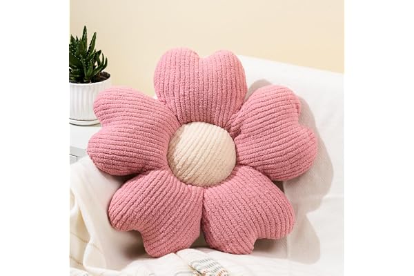 Sioloc Flower Throw Pillow, Flower Shaped Pillow, Flower Floor Cushion, Seat Cushion, Cute Flower Aesthetic Pillow as Room De