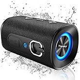 Bluetooth 5.4 Speaker, 2026 Wireless Bluetooth Speaker with 20W Stereo Deep Bass, HD Call, Colorful RGB Lights, TF-Card USB, TWS Pairing, IP-X7 Waterproof for Travel Party Home Beach Indoor Outdoor