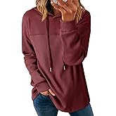 Dokotoo Womens Hoodies Casual Waffle Knit Long Sleeve Drawstring Pullover Sweatshirts Lightweight Hooded Tops