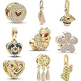 9 Pack Silver Spacer Beads Charms fit Bracelet, Heart Beads DIY Jewelry Gifts Women