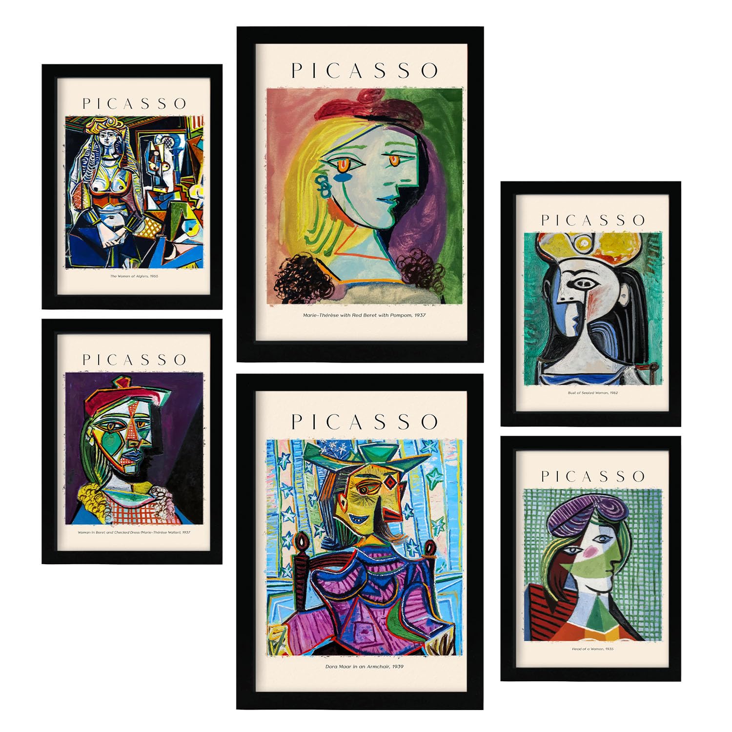 Nacnic Poster 6 set of Picasso 2 Collection of artworks, Decorative frames for your living room, bedroom, home. Wall art prints. A4 and A3