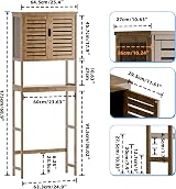 SMIBUY Bamboo Over-The-Toilet Storage Shelf Cabinet Walnut 3-Tier view 3