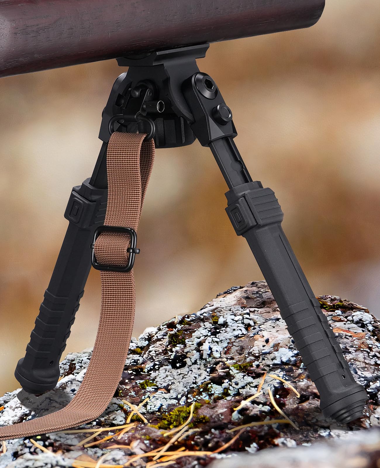 CVLIFE Tactical Bipod for Rifle Bipod Mount to Sling Swivel Stud, Made of Aluminum and High-Strength Polymer, Adjustable Height and Angle, Stable for Hunting and Shooting (Black, 8
