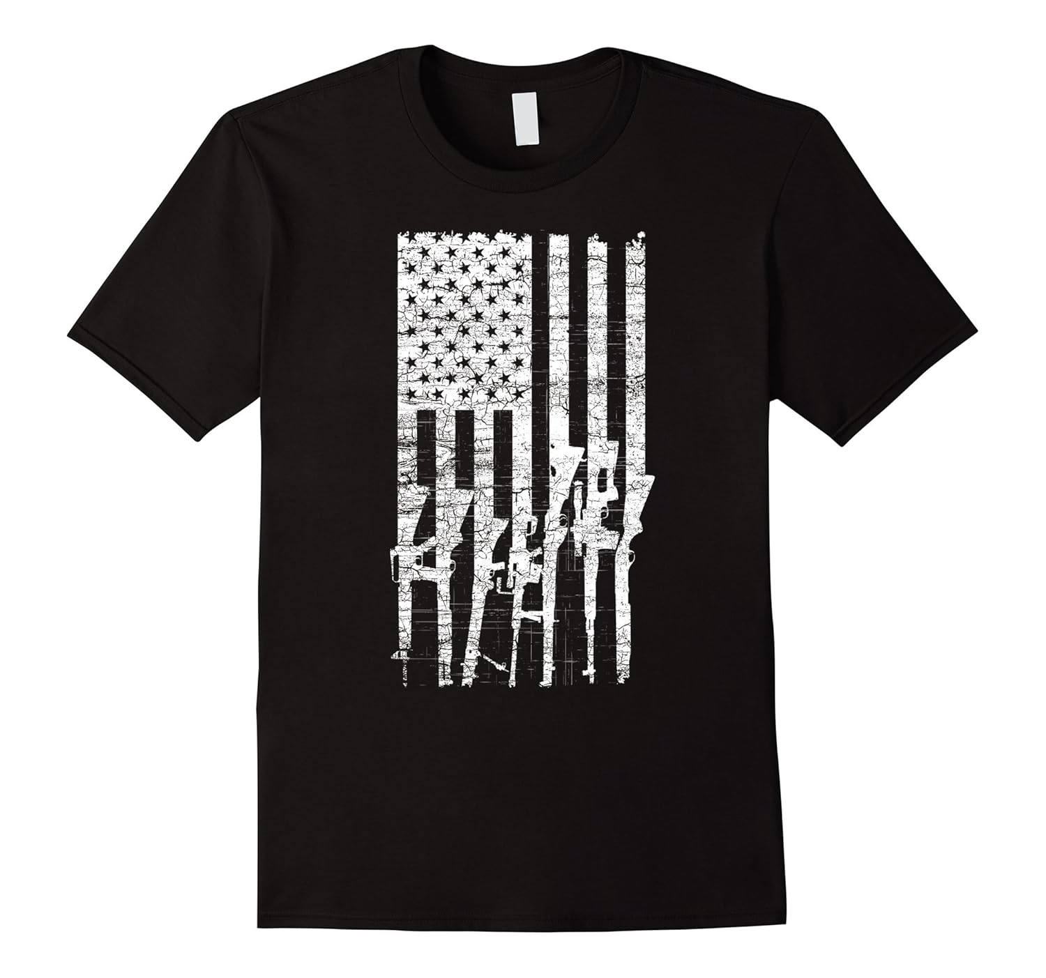 USA Guns Weapons Flag, Rifles Stripes Military Design WhiteTShirt