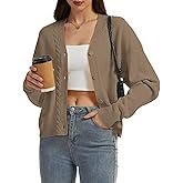 LUXEBOLD Women's Oversized Cardigan Sweater V-Neck Cable Knit Chunky Open Front Sweater Button Down Long Sleeve Coats