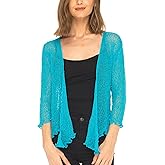 SHU-SHI Sheer Shrug for Women Mesh Knit Cover Up Lightweight Dressy Cardigan for Summer Tie Top Wrap