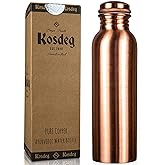 Kosdeg Copper Water Bottle - 34oz Smooth Design - A Handcrafted Ayurvedic Pure Copper Vessel For Drinking - Drink More Water, Lower Your Sugar Intake And Enjoy The Health Benefits