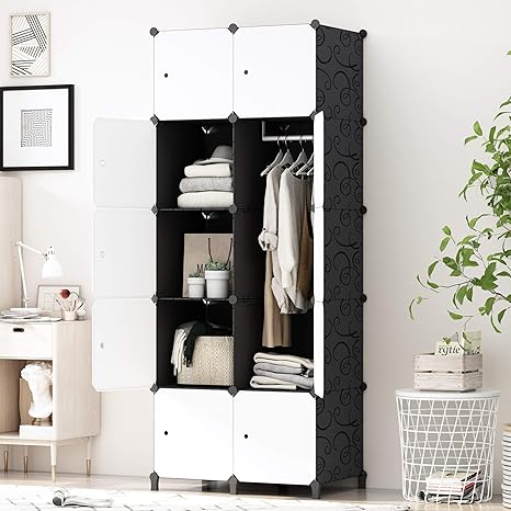 Premag Diy Tragbarer Kleiderschrank Modularer Speicher Organisator Raumersparnis Armoire Tieferer Wurfel Mit Hangendem Rod 10 Wurfel Amazon De Kuche Haushalt