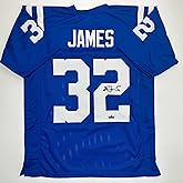 Facsimile Autographed Edgerrin James Indianapolis Blue Reprint Laser Auto Football Jersey Size Men's XL
