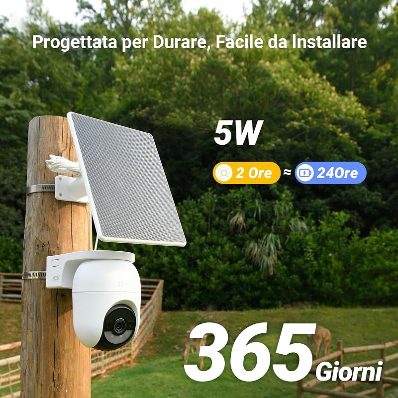 2K⁺ CB8 Lite 4G Telecamera Esterno Senza Fili con Pannello Solare