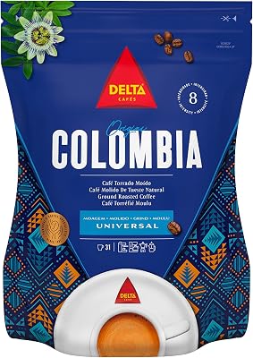 Delta Bio Coffees Origin Colombia - Café Moído Certificado - Notas Suaves e Aveludadas com Ligeiras Nuances Cítricas - 220 g