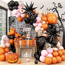 Black Orange Pink Balloon Arch,Balloon Garland with