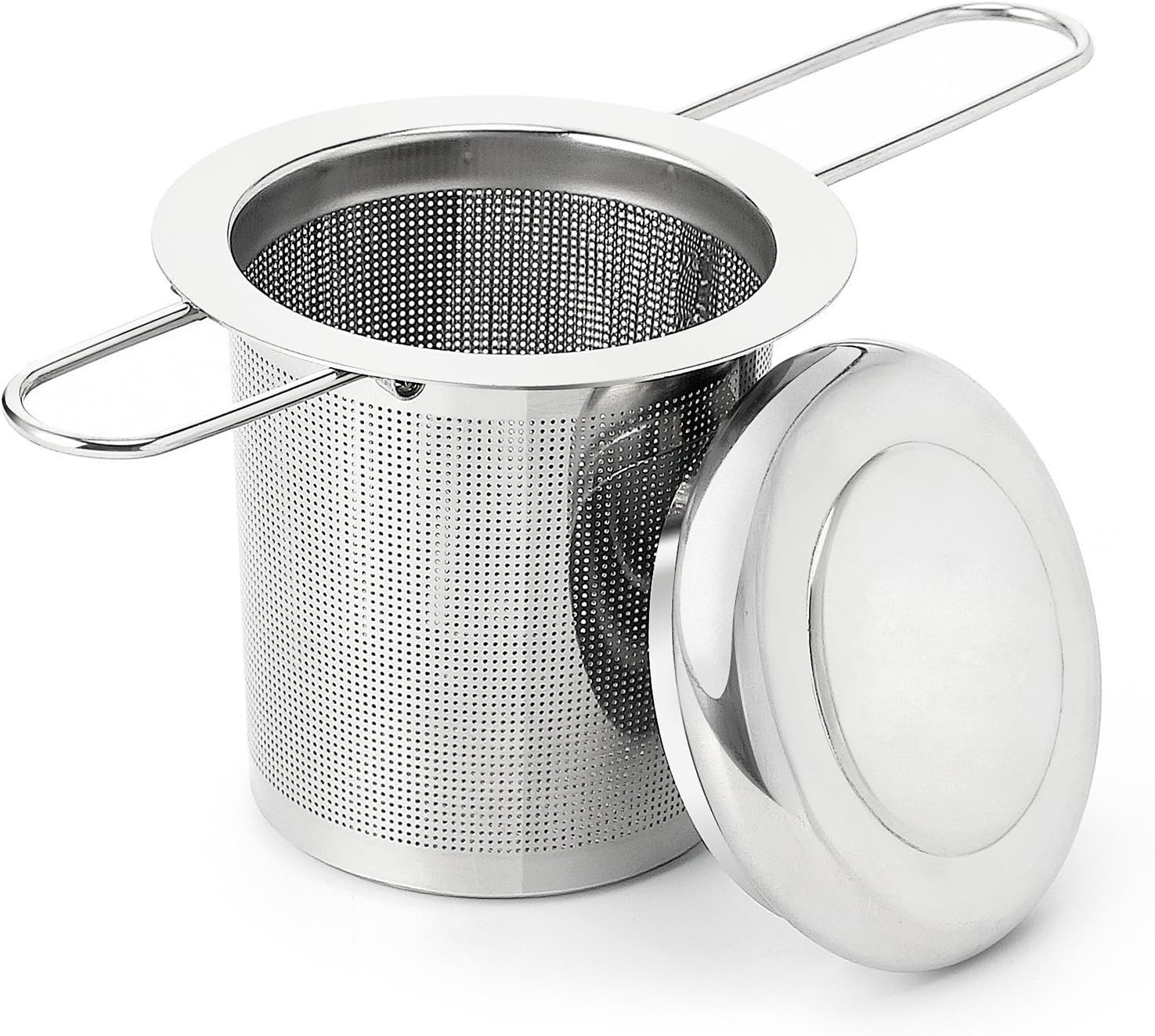 Apark Stainless Steel Tea Teapot Infuser Strainer Loose Tea Steeper with Lid and TWO Handle,Best for Coffee Loose Leaf Grain Herbal Tea Cups Mugs, and Pots (14.5cm)
