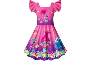Marcobey Toddler Girls Nite Gown Short Ruffles Sleeve Girls Dress Round Neck Birthday Party Supplies Dresses