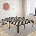 ROIL 18 Inch Full Size Bed Frame with Rounded Corner and Headboard Hole Mattress Retainers 3500LBS Metal Heavy Duty Steel Slats No Box Spring Needed Platform Noise-Free Easy Assembly