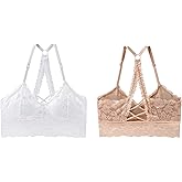 Cotorance Womens Lace Bra No Underwire Lined Soft Racerback Bralettes