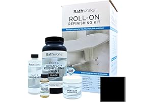 Bathworks DIY Quick Dry Black Bathtub & Tile Refinishing Kit w/Non-Slip Protection; 22 oz; Fast 12 Hour Dry time; Tub; Tile; Wall Surround; Sink; High Gloss Resin Finish (Black)