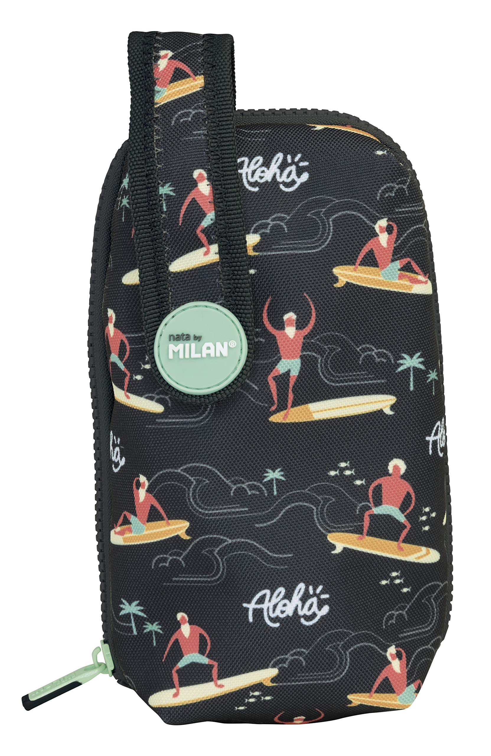 MILAN Kit Un Estuche Con Contenido Aloha Pencil Cases, 19 cm, Black (Negro)