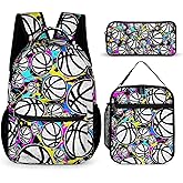 ZCJB-WSRY Basketball Backpack for Kids Girls Boys School, 16 Inches Ball Bookbag, Colorful Sport Ball Backpack for School