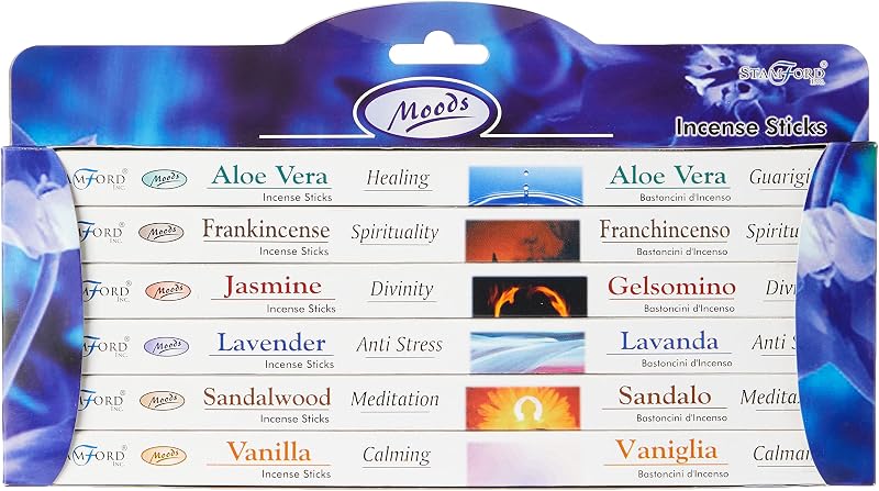 Stamford Moods Incense Gift Pack - 6 Packs of Fragrant Sticks