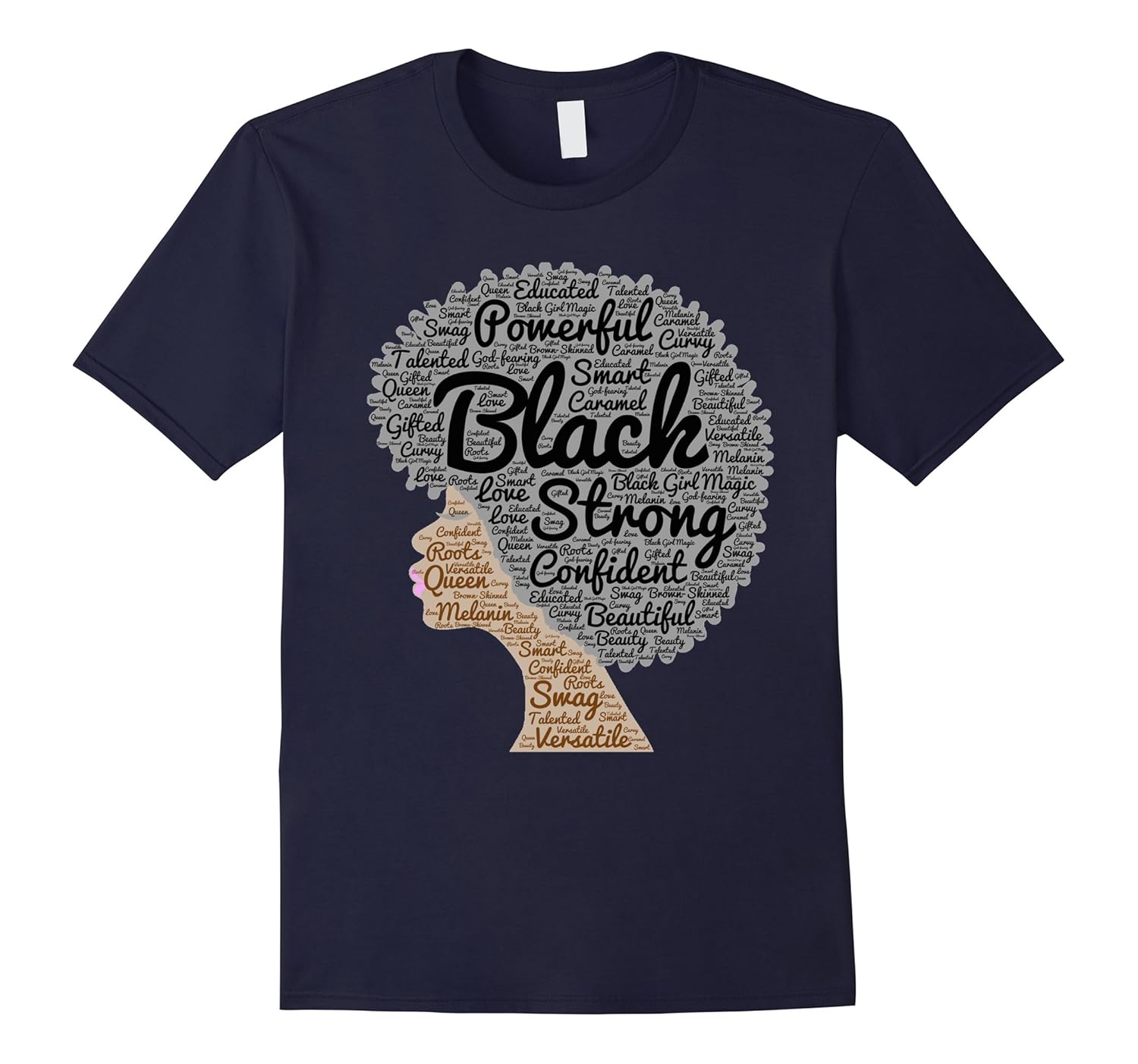 Afro Word Art Natural Hair T-Shirt for Black Women-ANZ