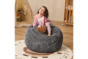 Cansunna Bean Bag Chairs Teardrop Bean Bag Chair Beanbag Chair with Memory Foam Filled Machine Washable Cover for Living Room, Bedroom (Small,Grey)