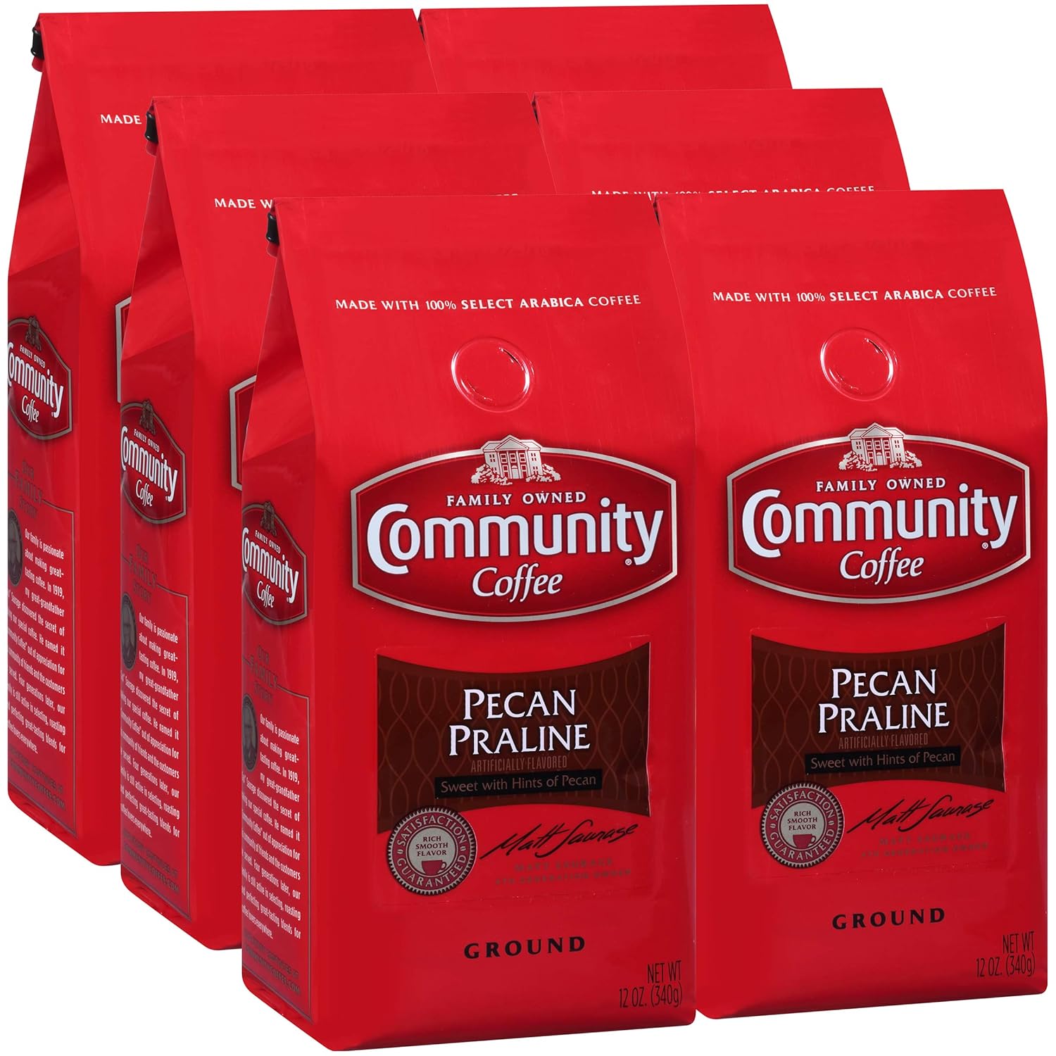 Community Coffee Pecan Praline Flavored Ground Coffee, 12 Ounces (Pack of 6)