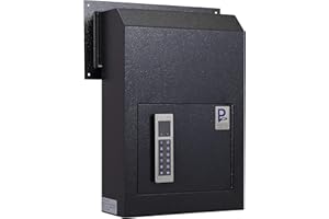 PROTEX SAFE CO. Protex Through Door Drop Box (WSS-159E II)-Black, for keys, car remotes, cash, checks and envelopes, electronic lock, Metal baffle, Pre-drilled mounting holes,double steel door, adjustable metal frame