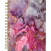 iampanda Spiral Journal Notebook,Strong Twin-Wire Binding with Premium Paper for Girl Women,Chic Marble 60 Sheets A5 College Ruled Notebook/Journal,Perfect for School Office Home Gifts,Pink Gold
