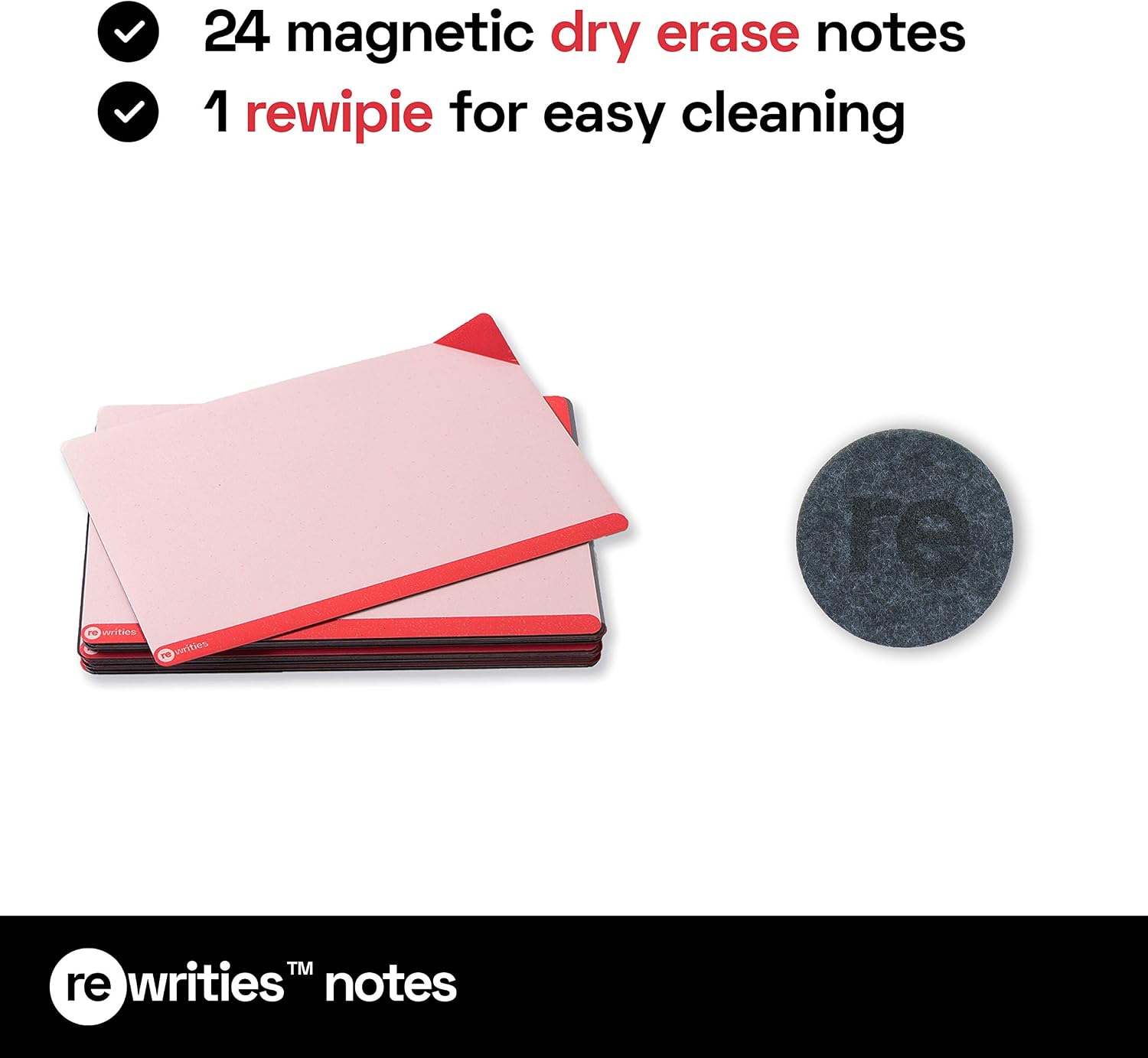 Rewrities Notes - 24 Dry Erase Magnetic Cards 10 x 15 cm - Reusable Sticky Notes for Tasks Planning, Projects, Organization (Red) - Image 3