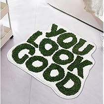 Geometry bath rug/ミヨシラグ UNIBATH You Look Good Bath Mat Green Bathroom Rugs Funny