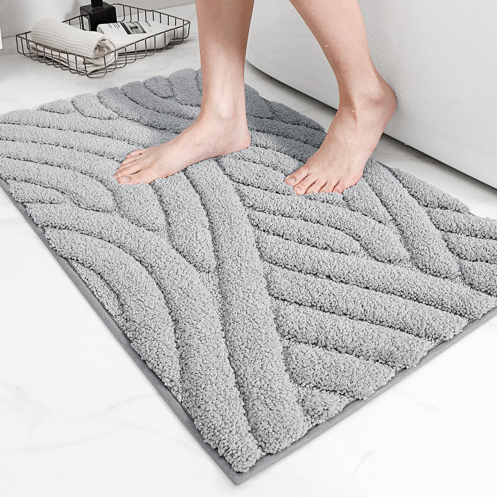 COLOR&GEOMETRY Absorbent Bath Mat 60x90cm, Non-slip, Machine Washable Microfiber Bath Rug Ultra Soft For Bathroom & Floor