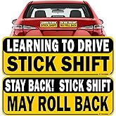 TOTOMO Learning to Drive Stick Shift Stay Back May Roll Back Car Magnet - Reflective Bumper Magnet Sticker for New Manual Transmission Learners Eye-Catching Design