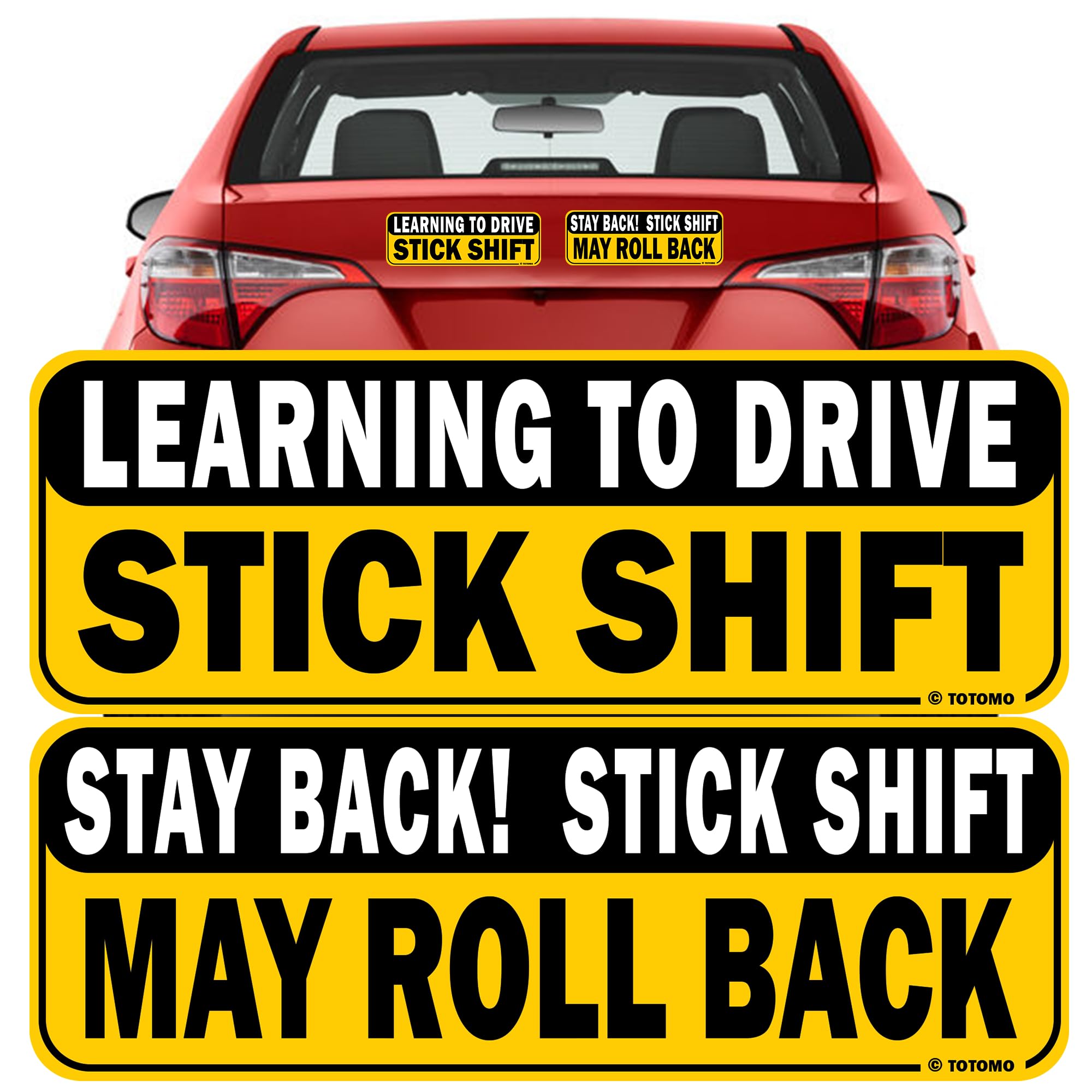 Photo 1 of TOTOMO Learning to Drive Stick Shift Stay Back May Roll Back Car Magnet - Reflective Bumper Magnet Sticker for New Manual Transmission Learners Eye-Catching Design