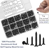 FandWay 1200Pcs Self Tapping Screws Set Carbon Steel Black Flat Head M2 M3 Kit view 2