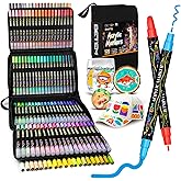 Betem Acrylic Paint Markers Pens, Dual Tip 120 Colors Premium Paint Pens Acrylic Markers for Wood, Fabric, Canvas, Stone, Rock Painting, Glass, Ceramic Surface, DIY Crafts Making Art Supplies with Bag