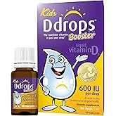 Ddrops Booster Liquid Vitamin D3 Supplement for Kids & Adults 600 IU 180 drops - Supports Strong Bones & Immune System