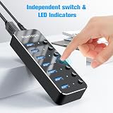 RSHTECH Powered USB C 7-Port USB 3.0 Hub with Individual On/Off Switches view 5