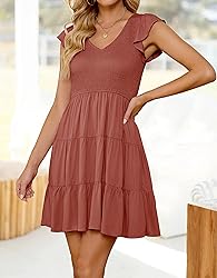 ZESICA Womens 2024 Summer Casual V Neck Flutter