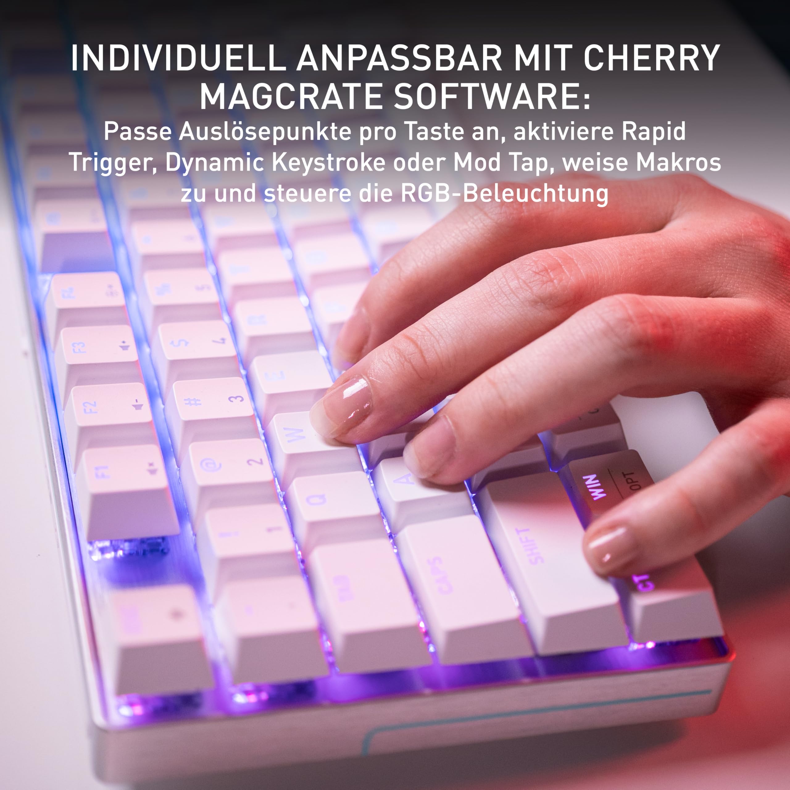 Cherry XTRFY MX 8.2 Pro TMR Wireless - Magnetisch-Mechanische TKL-Gaming-Tastatur, Anpassbare Cherry MK Crystal TMR Switches, PBT, Hot-Swap, RapidTrigger, SnapKey/SOCD, 8KHz, DE Layout QWERTZ, Weiß 5