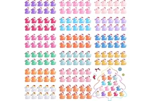 GliSun 160 Pack Mini Christmas Resin Ducks Plastic Tiny Duck for Garden Micro Landscape Ornament Dollhouse Tiny Figurines Santa Hats for Birthday Party Favors DIY Decoration Craft (16 Colors)